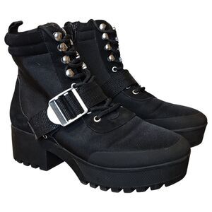 Steve Madden Boots Womens Size 9 Black Grady Combat Platform Lug Sole GRAD012S1